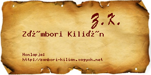 Zámbori Kilián névjegykártya